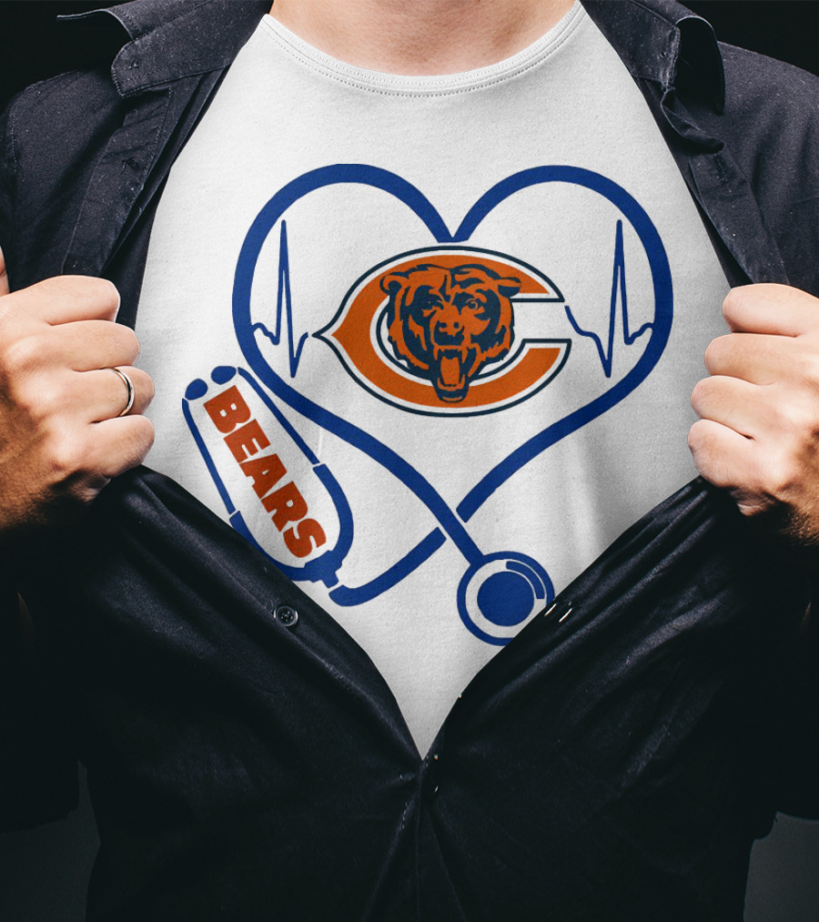 Chicago Bears Stethoscope Heartbeat T-Shirt