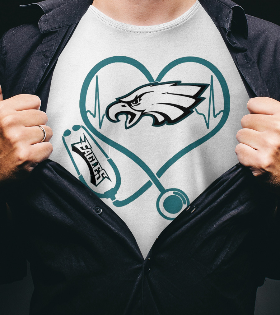 Stethoscopes Heartbeat Philadelphia Eagles T-Shirt