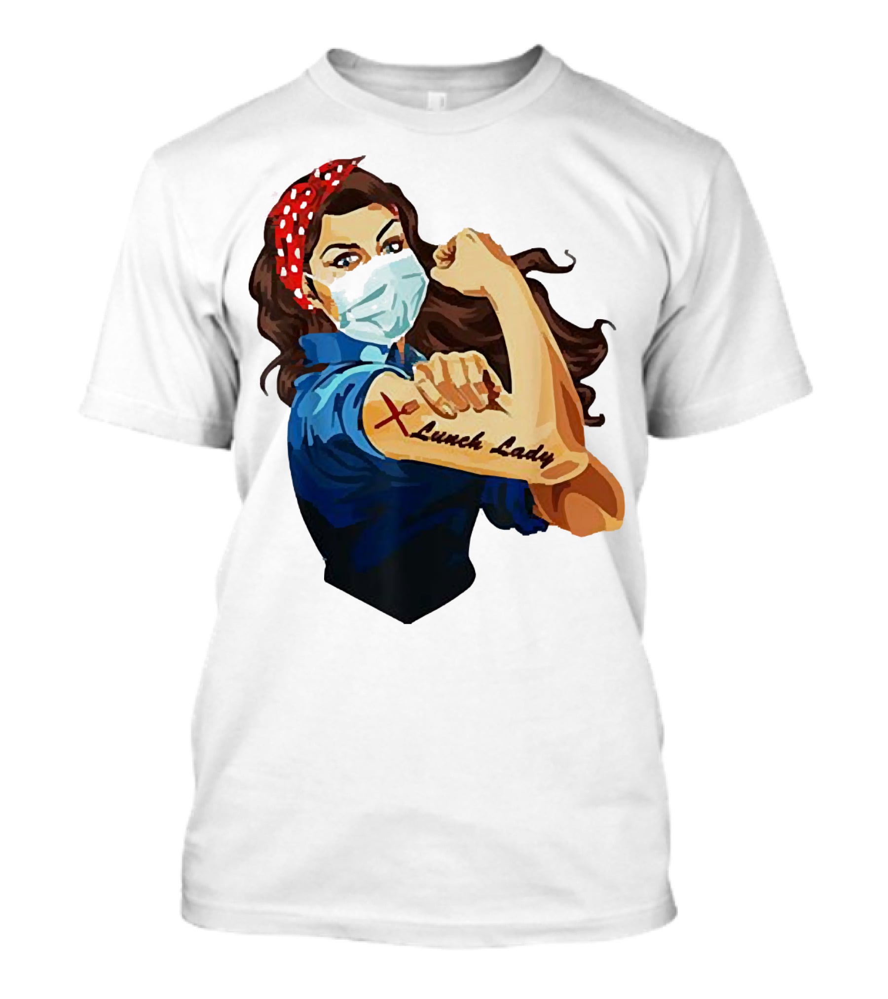 Strong Woman Masked Tattoo Lunch Lady Empowerment T-Shirt