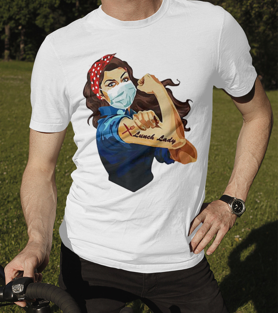 Strong Woman Masked Tattoo Lunch Lady Empowerment T-Shirt