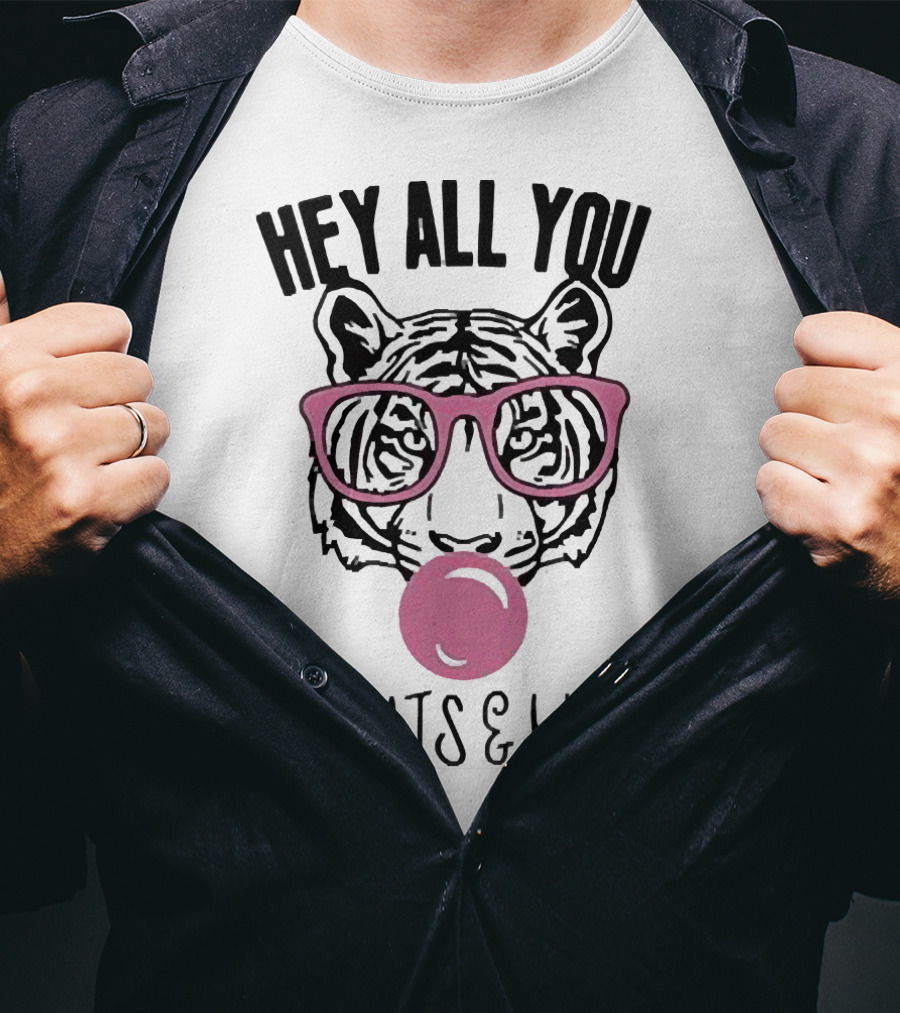 Tiger King Hey All You Cool Cats And Kittens Bubblegum Pink Glasses Tiger T-Shirt