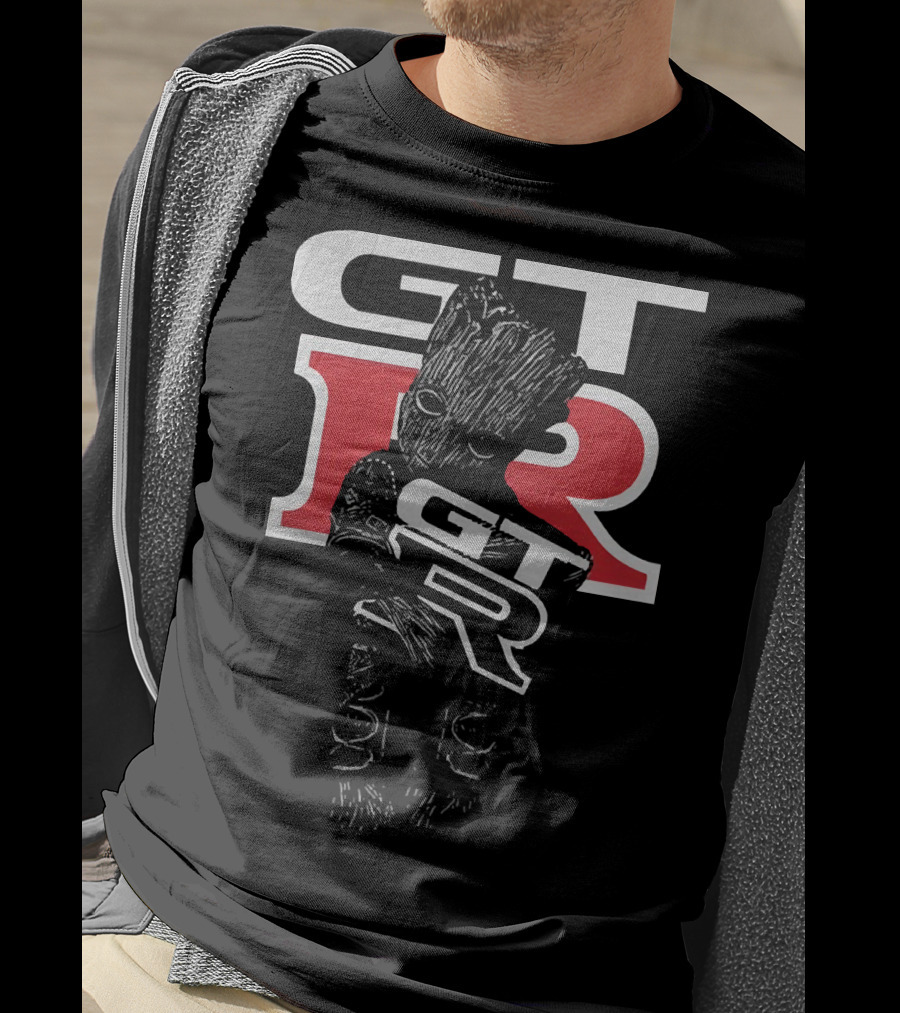 Marvel Baby Groot Holding GTR Racing Emblem T-Shirt