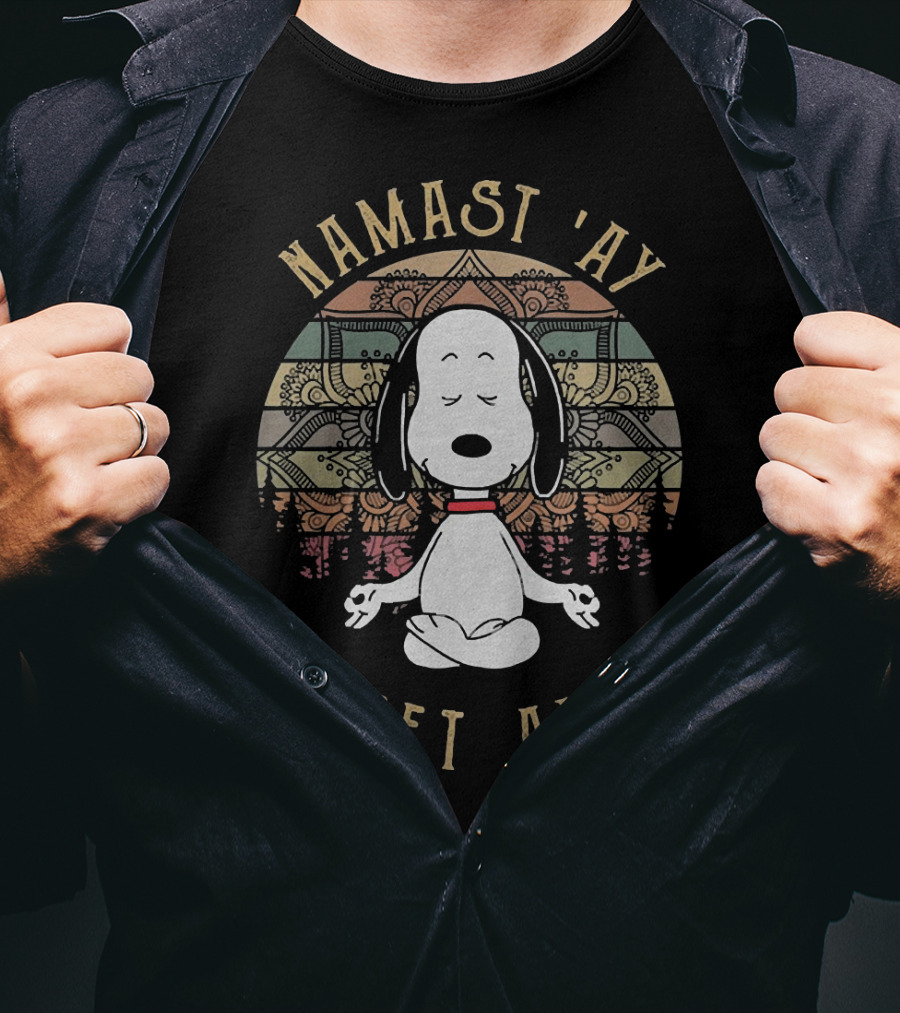 Snoopy Namast'ay 6 Feet Away Peanuts Dog T-Shirt