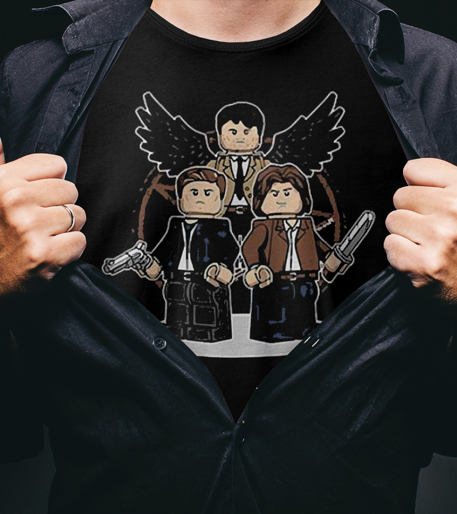 Super Thrilling Supernatural Chibi Winchester Castiel LEGO T-Shirt
