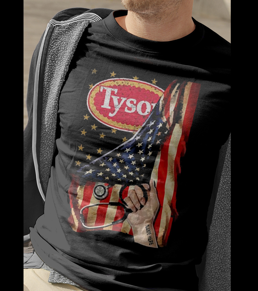 Tyson Foods American Flag Tattoo Sleeve T-Shirt