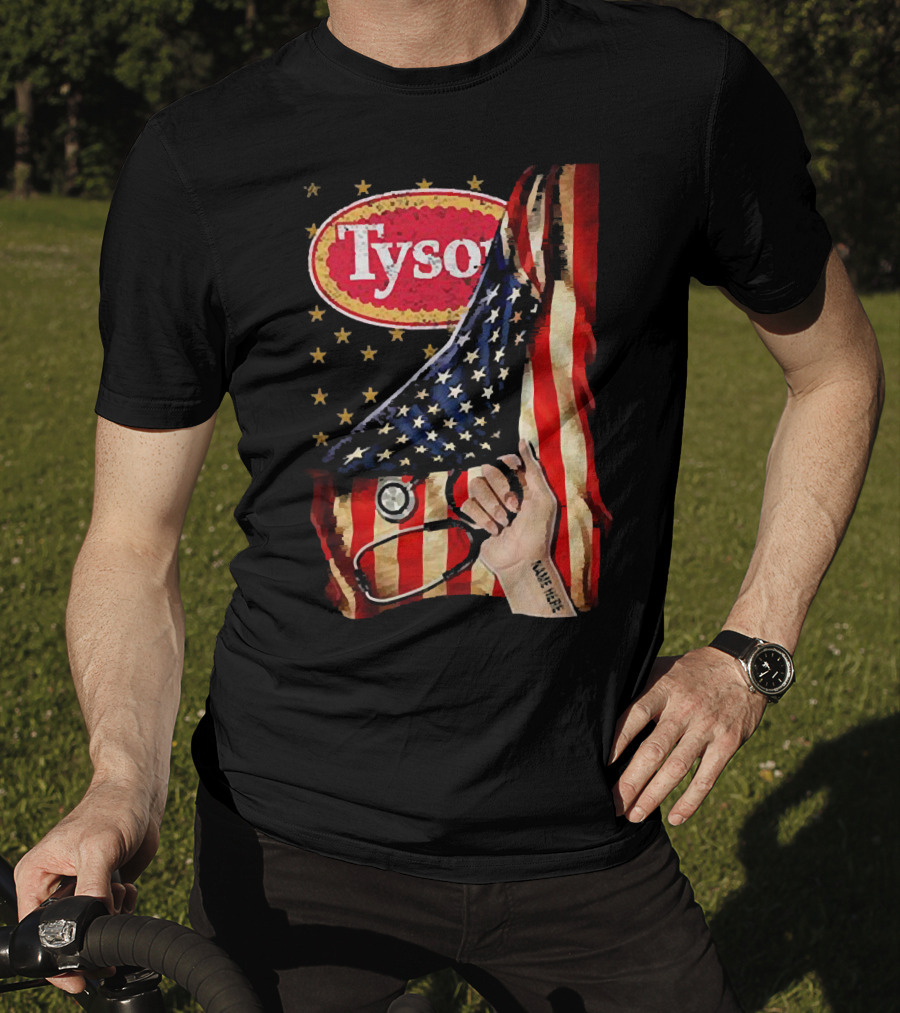 Tyson Foods American Flag Tattoo Sleeve T-Shirt