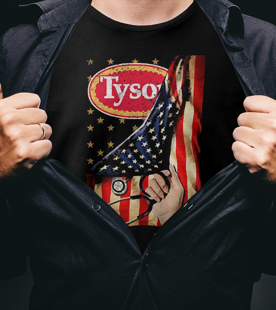 Tyson Foods American Flag Tattoo Sleeve T-Shirt