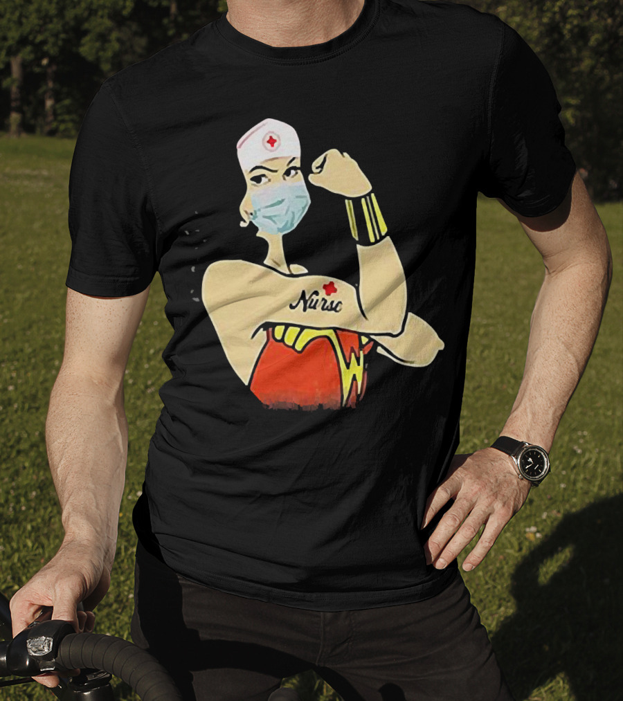 Wonder Woman Nurse Masked Tattoo Flexing T-Shirt