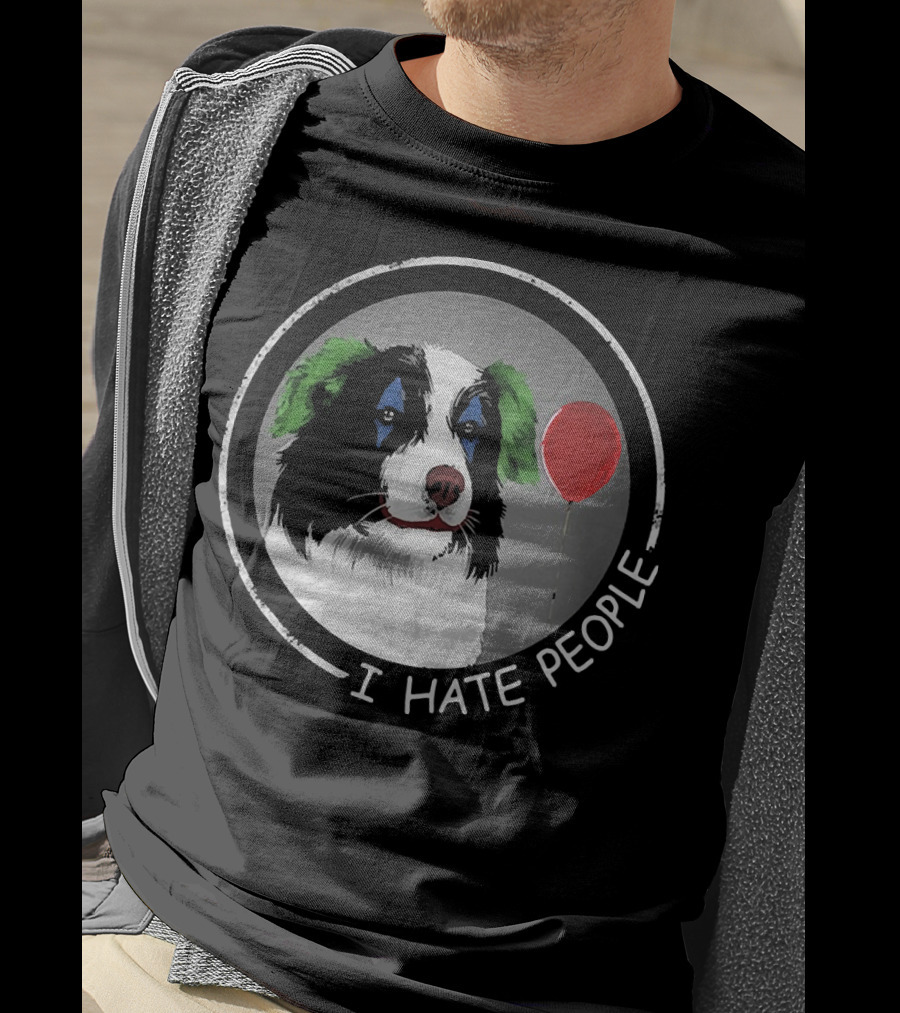I Hate People Companion Dog With Red Balloon T-Shirt