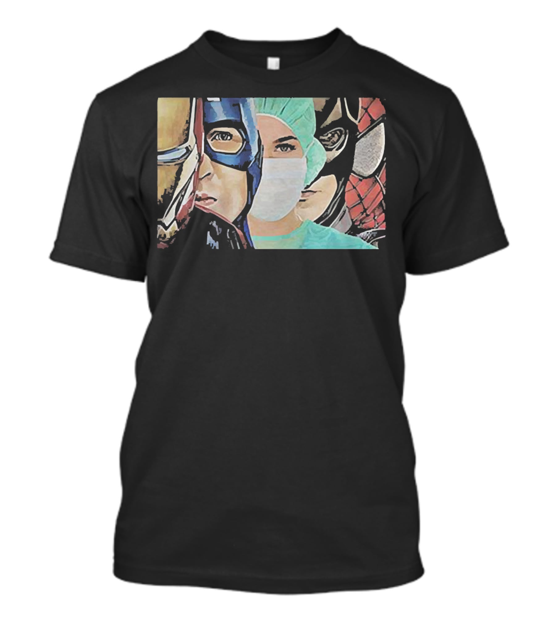 Superheroes Nurse Saved The World Iron Man Captain America Batman Spiderman T-Shirt