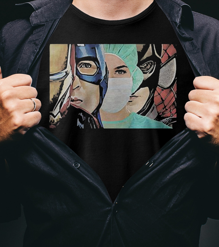 Superheroes Nurse Saved The World Iron Man Captain America Batman Spiderman T-Shirt