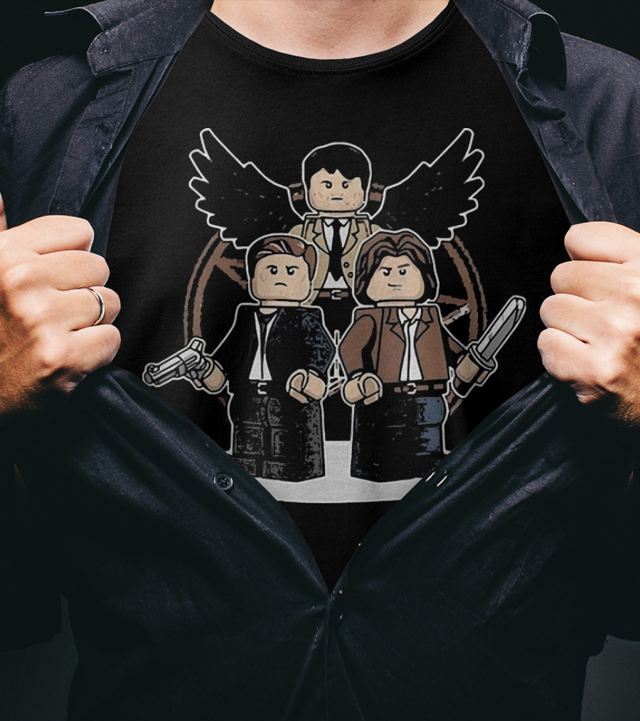 Supernatural Dean Sam Lego Characters With Angel Wings T-Shirt