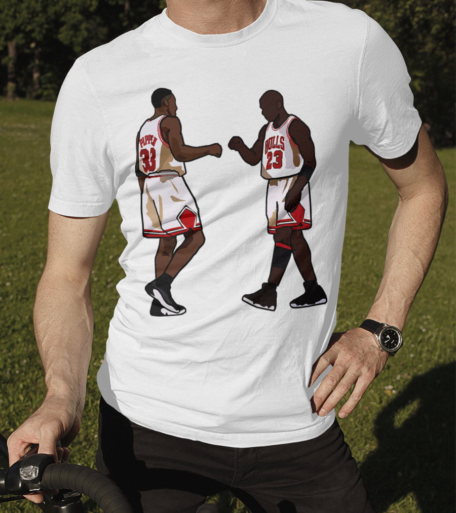 Michael Jordan Scottie Pippen 23 33 Chicago Bulls NBA Throwback T-Shirt