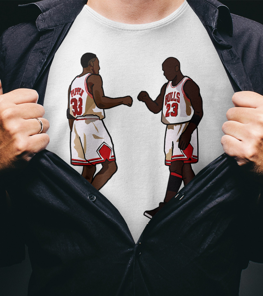 Michael Jordan Scottie Pippen 23 33 Chicago Bulls NBA Throwback T-Shirt