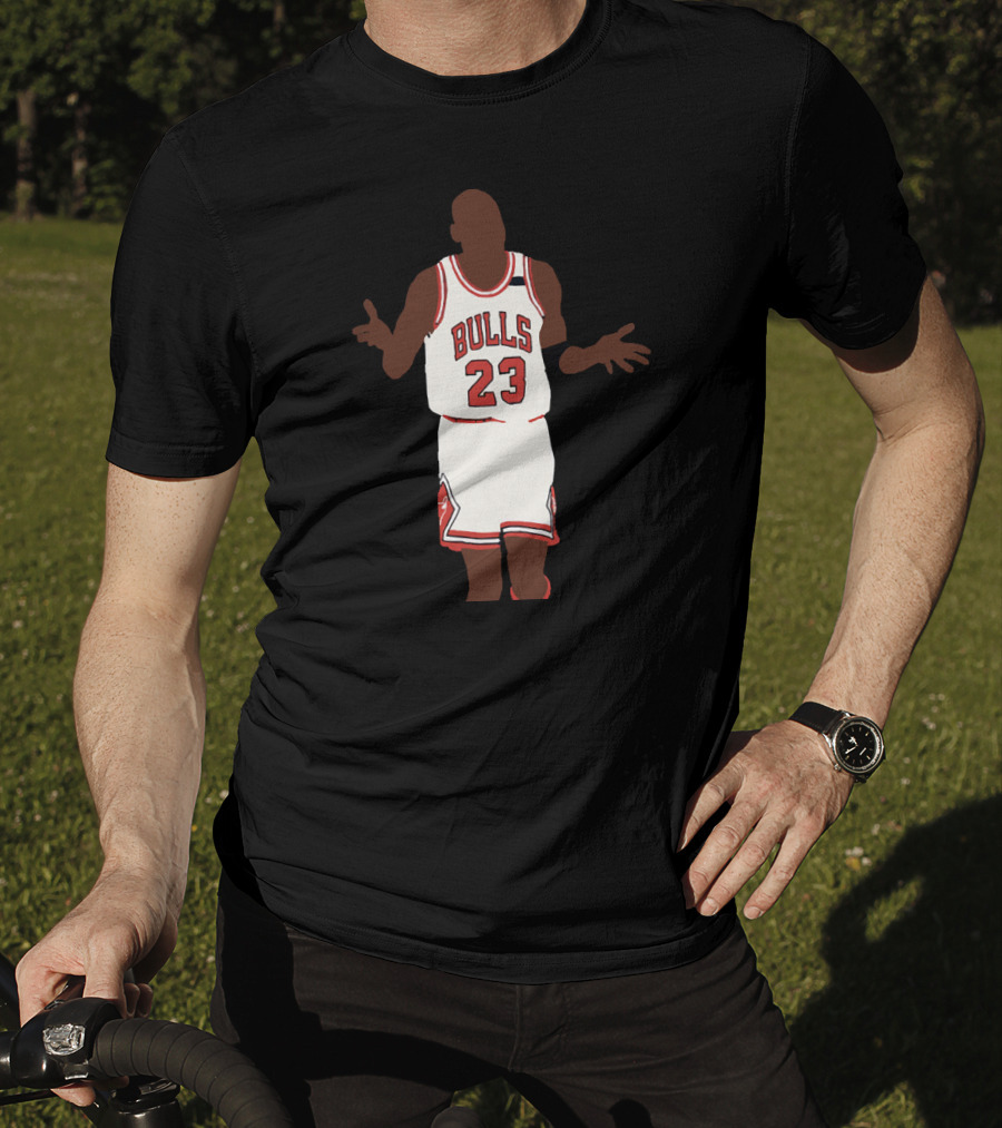 Bulls 23 Michael Jordan Shoulder Shrug T-Shirt