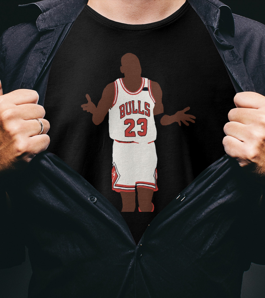 Bulls 23 Michael Jordan Shoulder Shrug T-Shirt