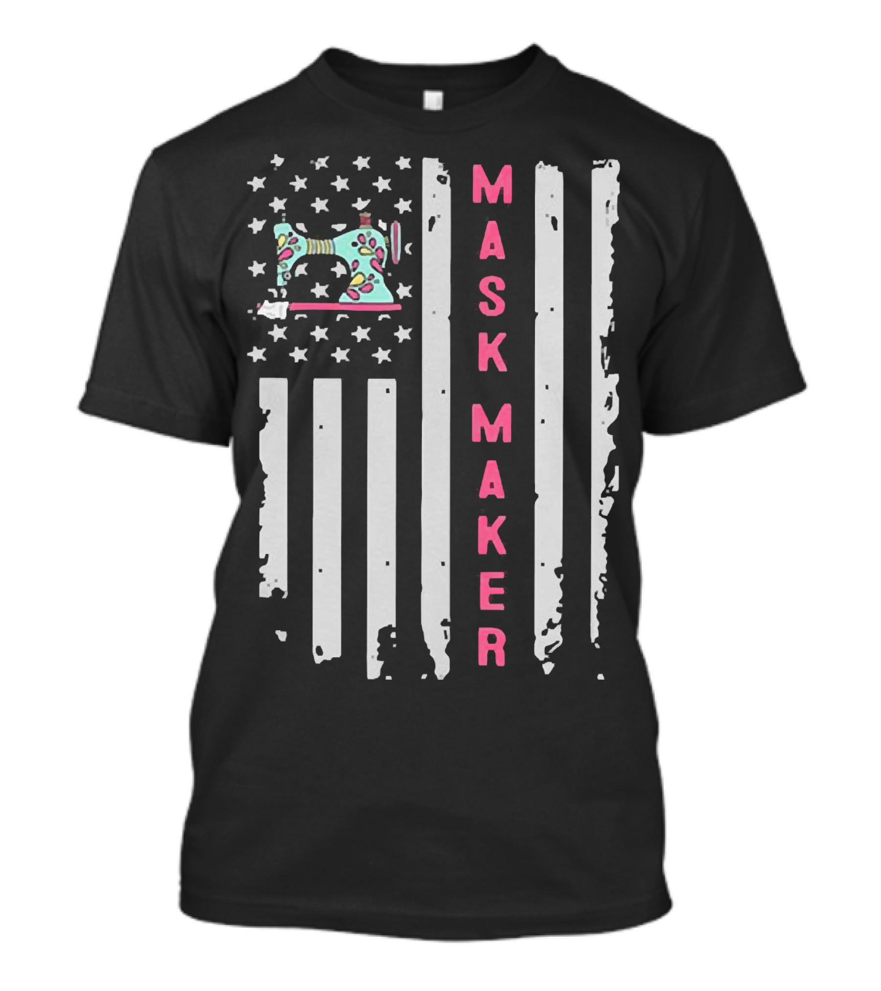 Mask Maker American Flag Sewing Machine T-Shirt
