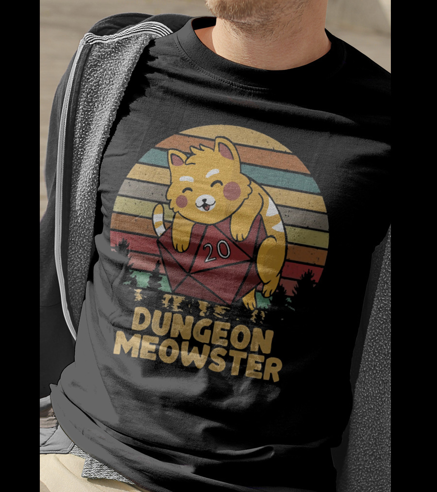 Dungeon Meowster Cat With D20 Dice T-Shirt