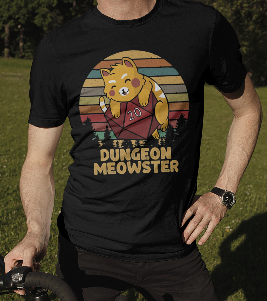 Dungeon Meowster Cat With D20 Dice T-Shirt