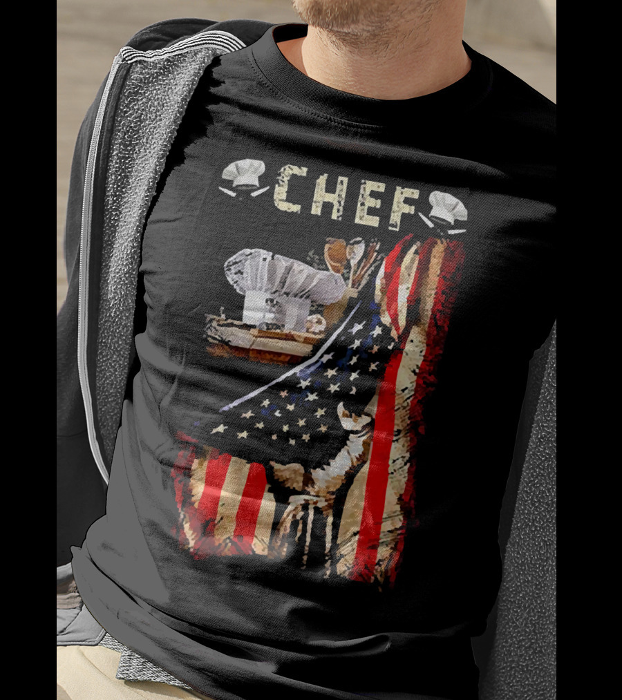 CHEF Proud American Flag Culinary Passion T-Shirt