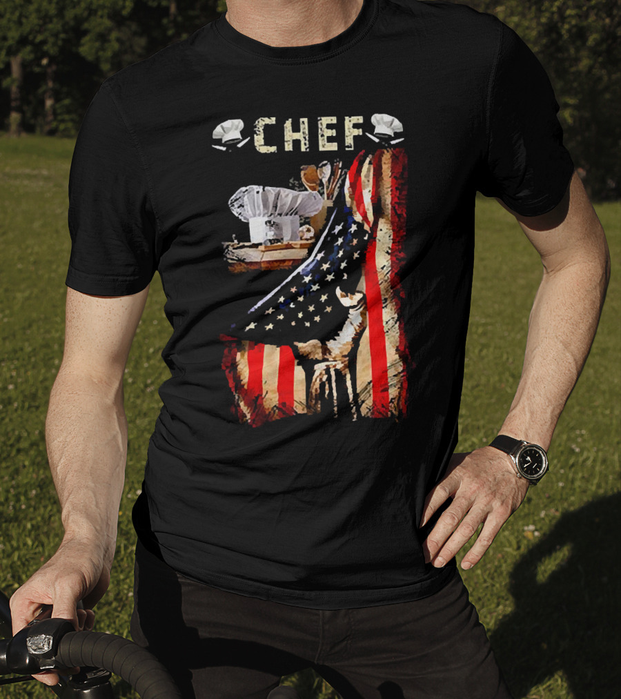 CHEF Proud American Flag Culinary Passion T-Shirt