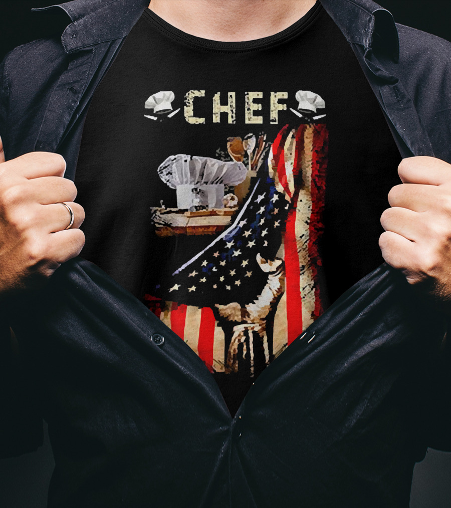 CHEF Proud American Flag Culinary Passion T-Shirt