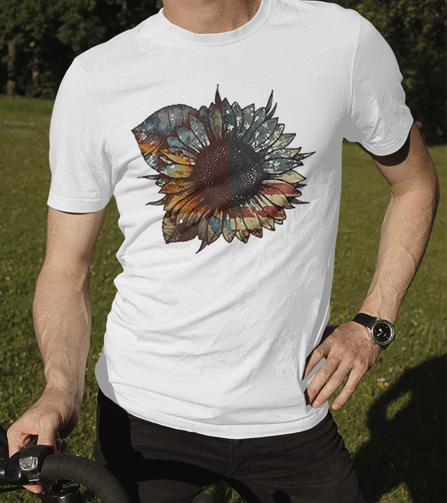 Sunflower American Flag T-Shirt