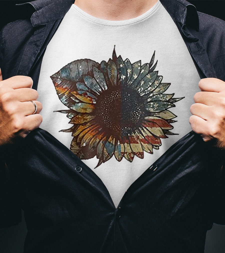 Sunflower American Flag T-Shirt