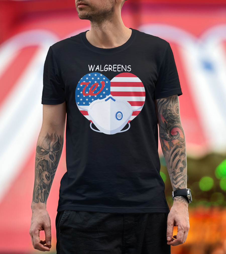 Walgreens Heart American Flag Face Mask T-Shirt
