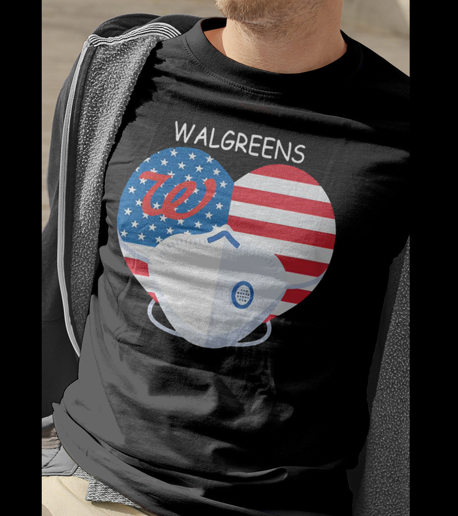 Walgreens Heart American Flag Face Mask T-Shirt