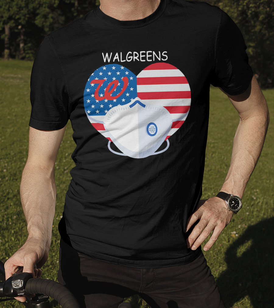 Walgreens Heart American Flag Face Mask T-Shirt