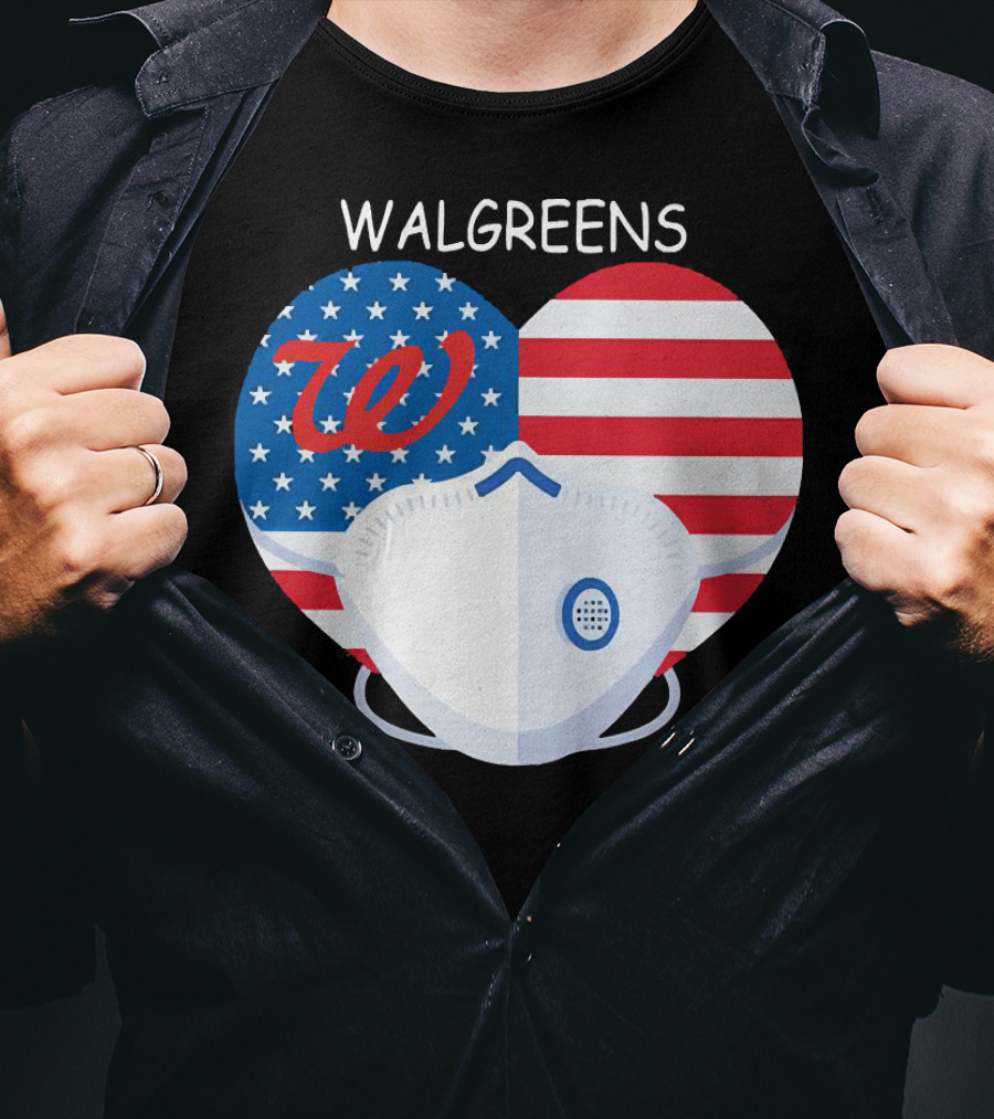 Walgreens Heart American Flag Face Mask T-Shirt