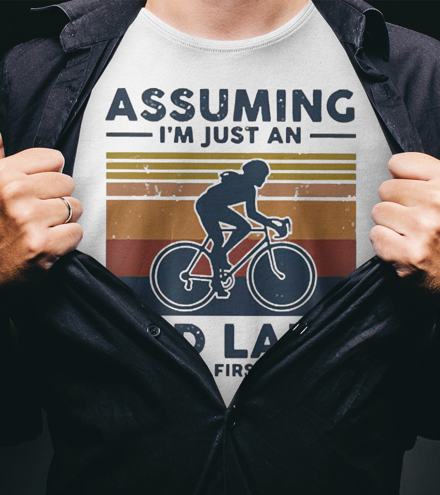 Assuming I'm Just An Old Lady Was Your First Mistake Cycling Retro Vintage Stripes T-Shirt