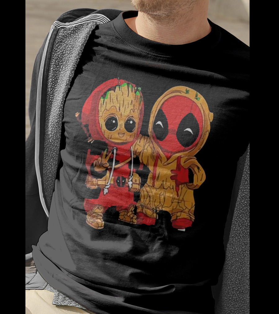 Baby Groot And Baby Deadpool Hoodie Friends T-Shirt