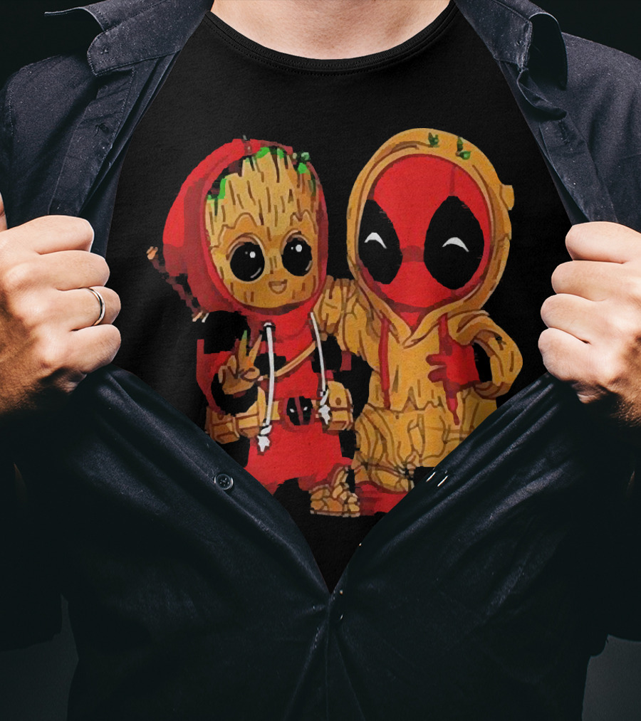 Baby Groot And Baby Deadpool Hoodie Friends T-Shirt