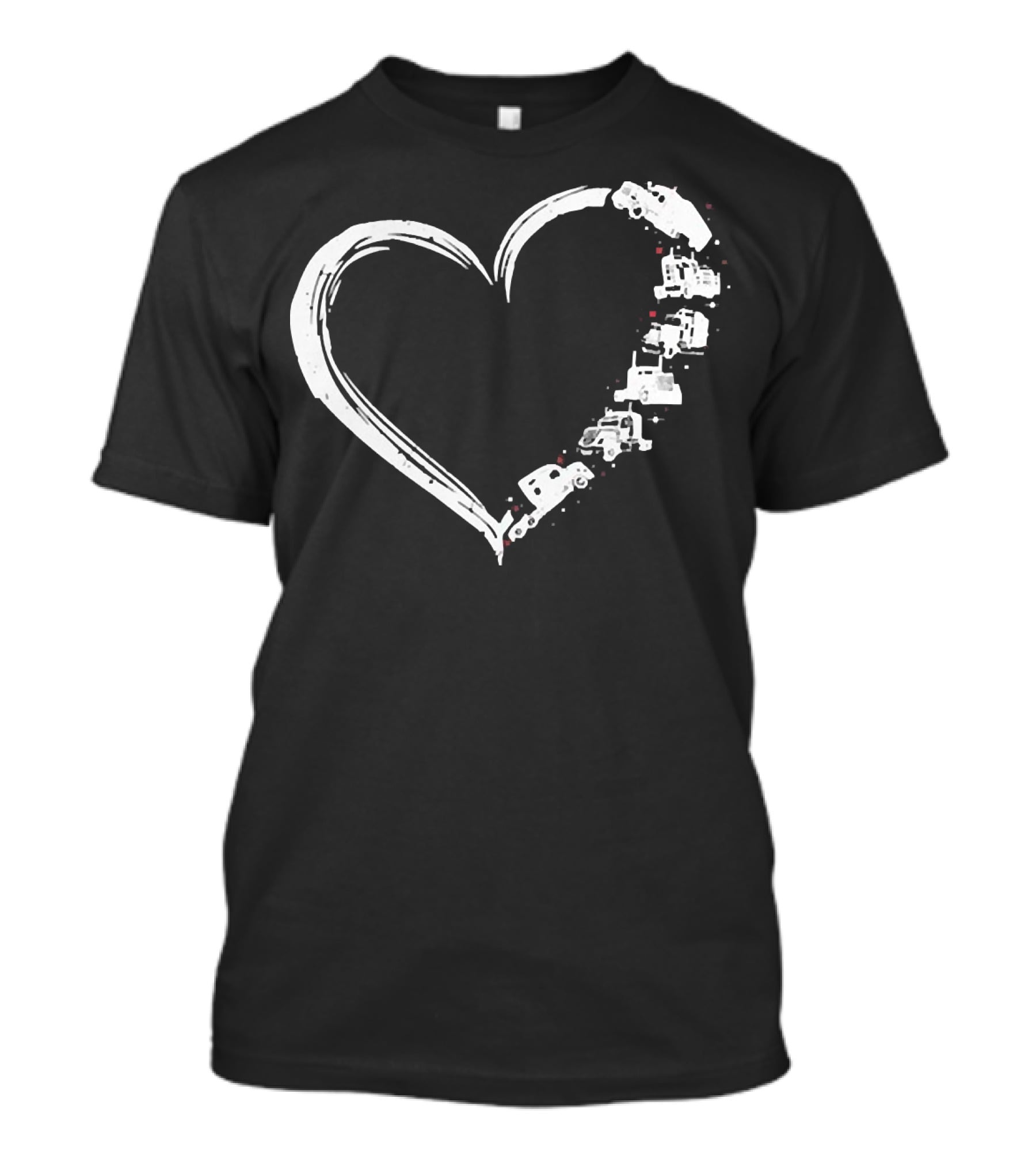 I Love My Trucker Heart Shaped Truck T-Shirt