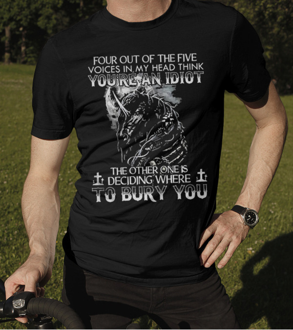 Four Out Of The Five Voices In My Head Think You're An Idiot Skull Unicorn Diamond T-Shirt