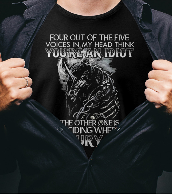 Four Out Of The Five Voices In My Head Think You're An Idiot Skull Unicorn Diamond T-Shirt