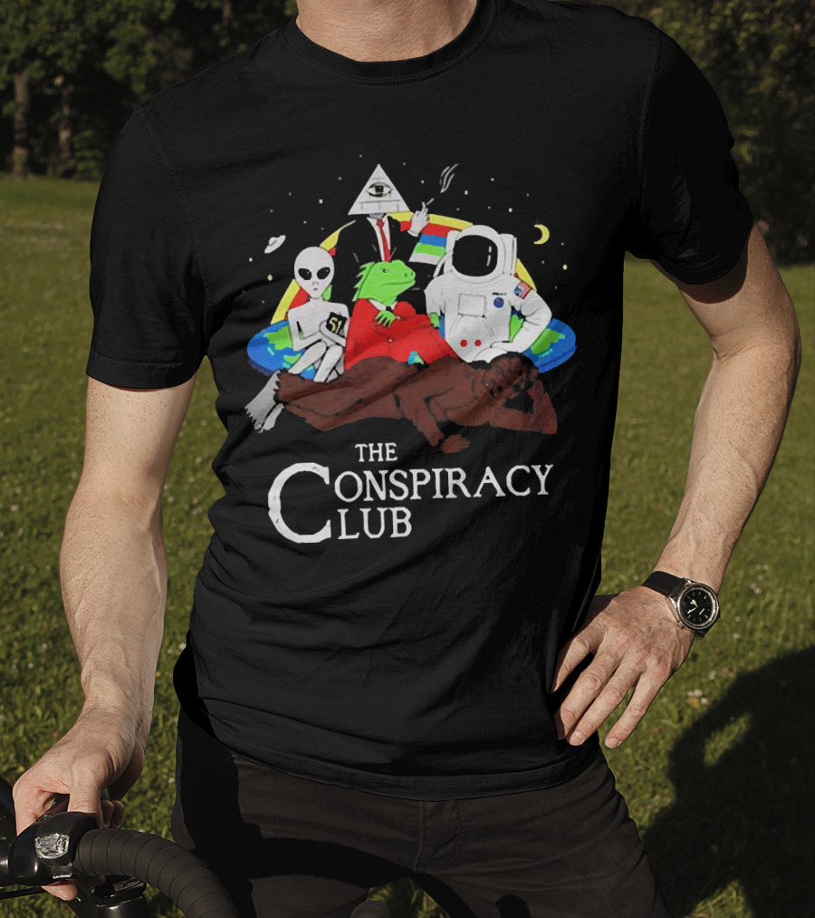 The Conspiracy Club Alien Bigfoot Astronaut Illuminati Reptilian T-Shirt