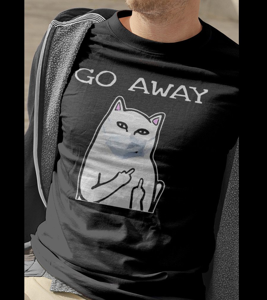 Go Away Cat White Mask T-Shirt