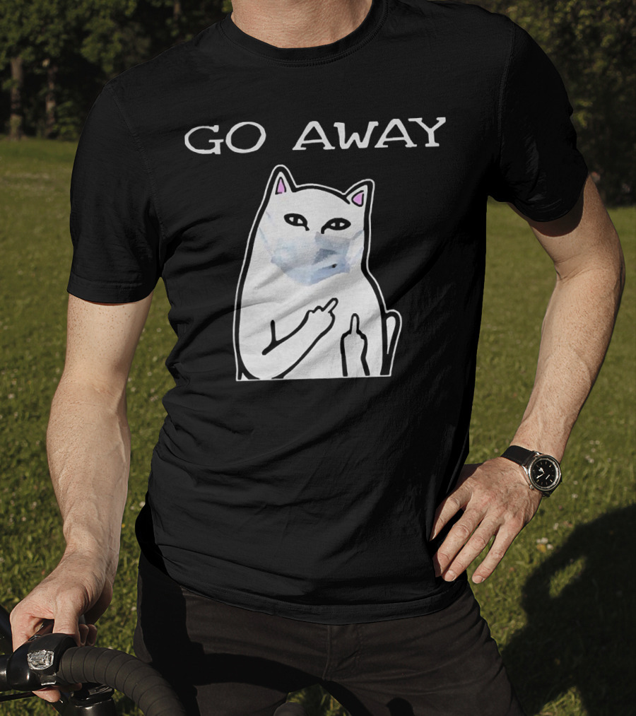 Go Away Cat White Mask T-Shirt