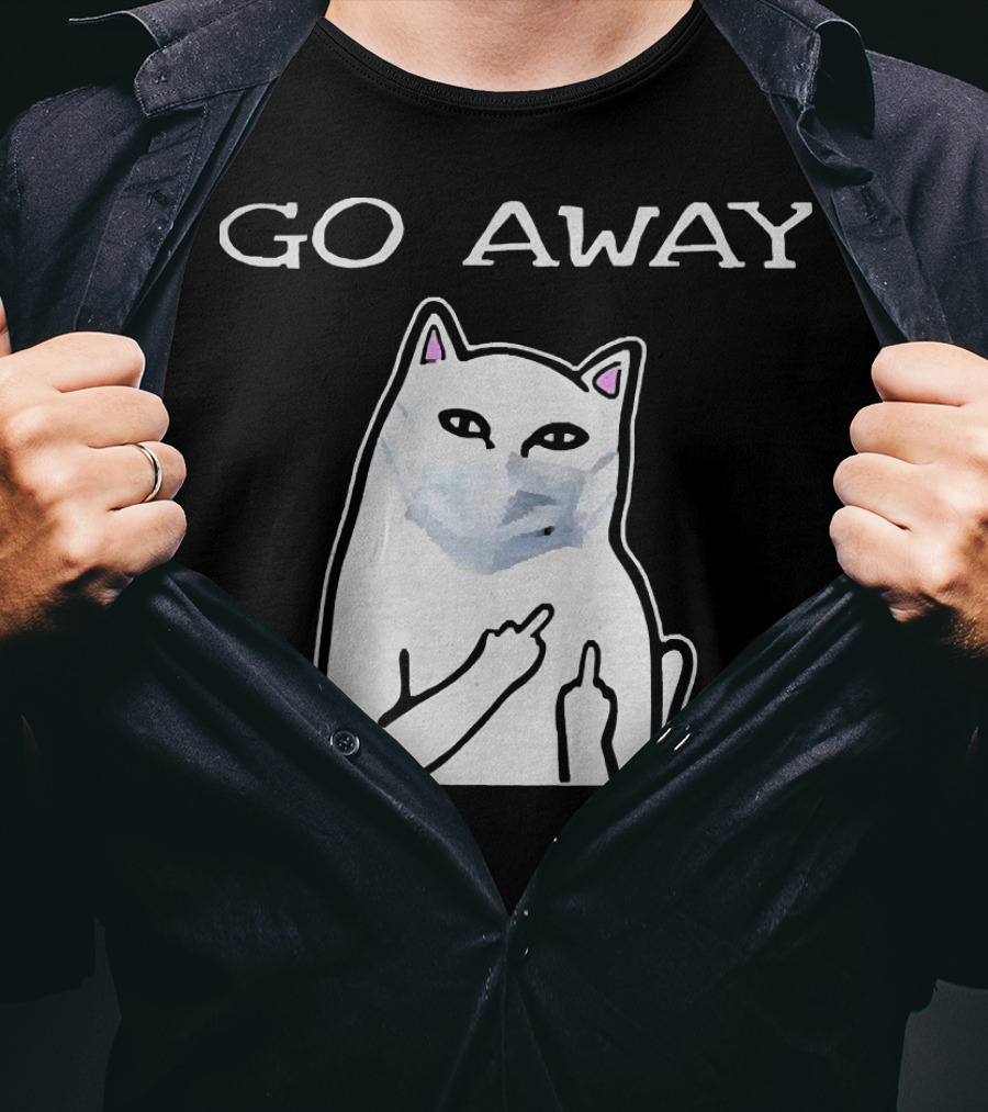 Go Away Cat White Mask T-Shirt