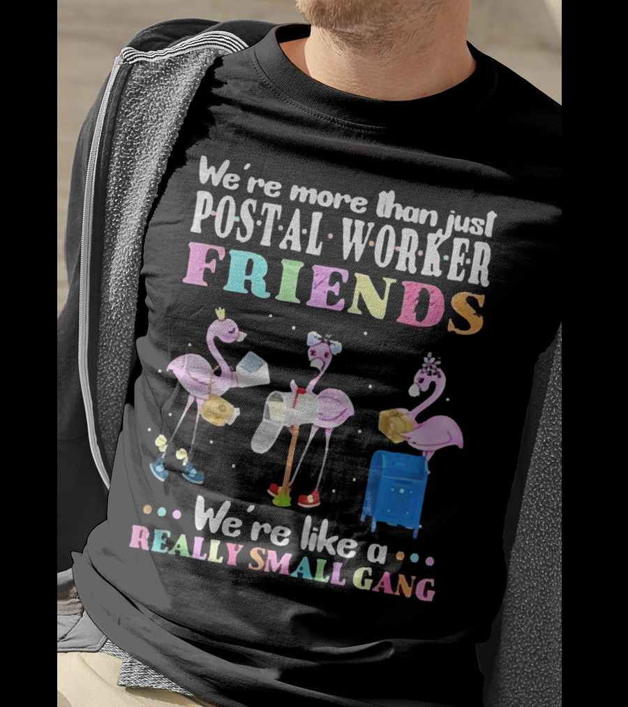 Flamingos We're More Than Just Postal Worker Friends Like A Really Small Gang T-Shirt