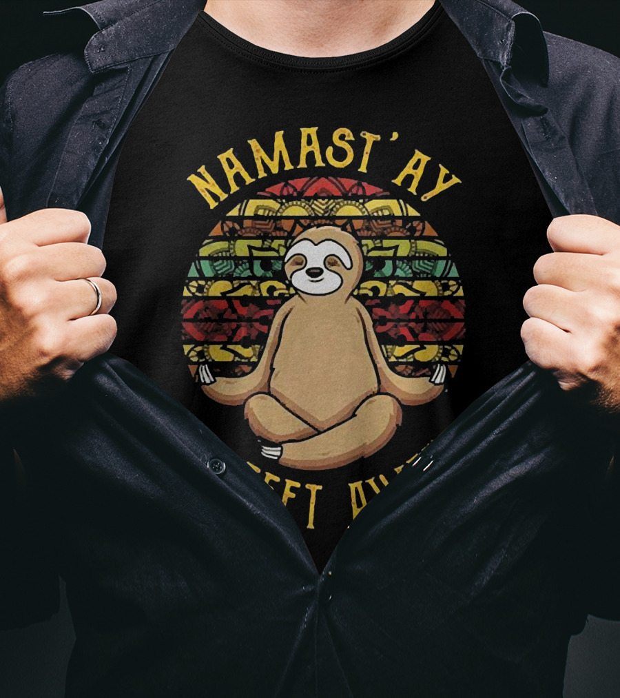 Namast'Ay 6 Feet Away Sloth Meditation Mandala Retro T-Shirt