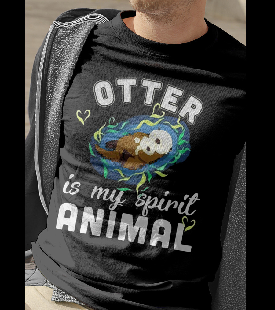 OTTER Is My Spirit Animal Playful Heart T-Shirt
