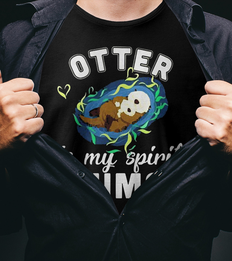 OTTER Is My Spirit Animal Playful Heart T-Shirt