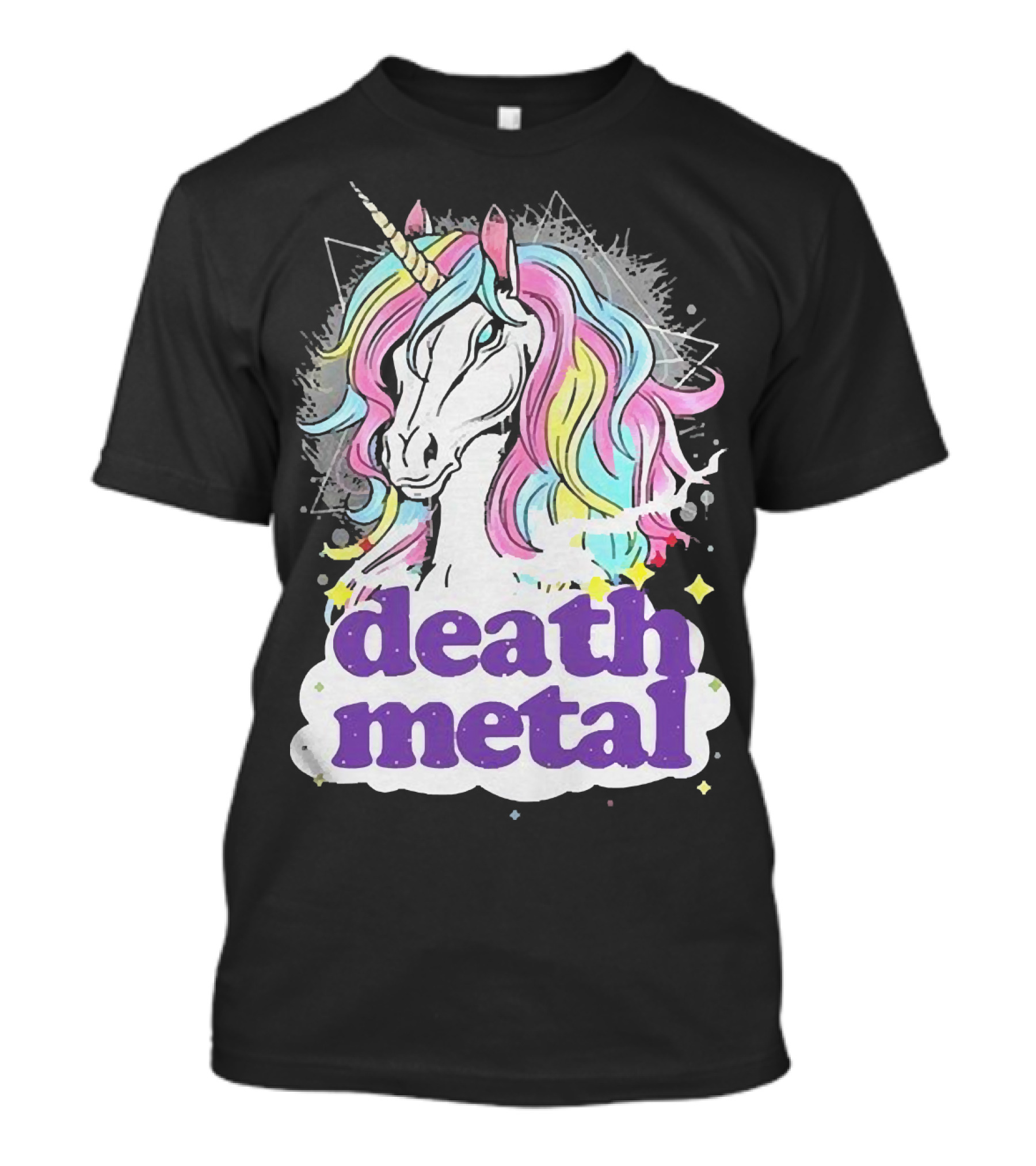 Unicorn Death Metal Rainbow Mane Fantasy T-Shirt