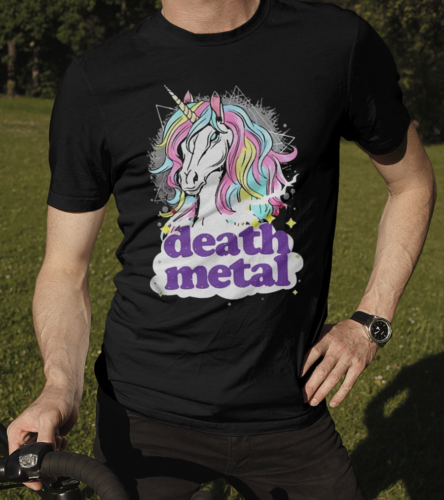 Unicorn Death Metal Rainbow Mane Fantasy T-Shirt