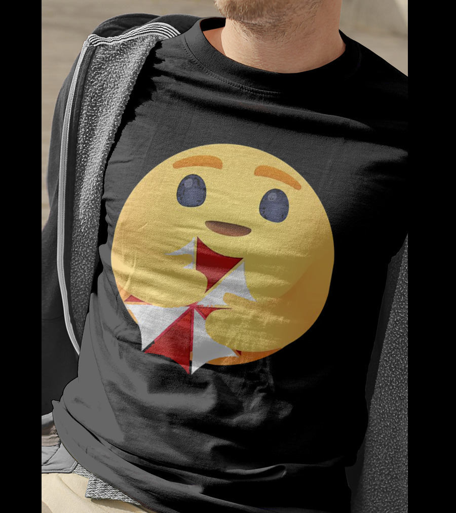 Facebook Care Emoji Embrace With Red Parasol T-Shirt