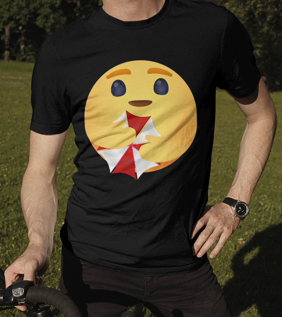 Facebook Care Emoji Embrace With Red Parasol T-Shirt